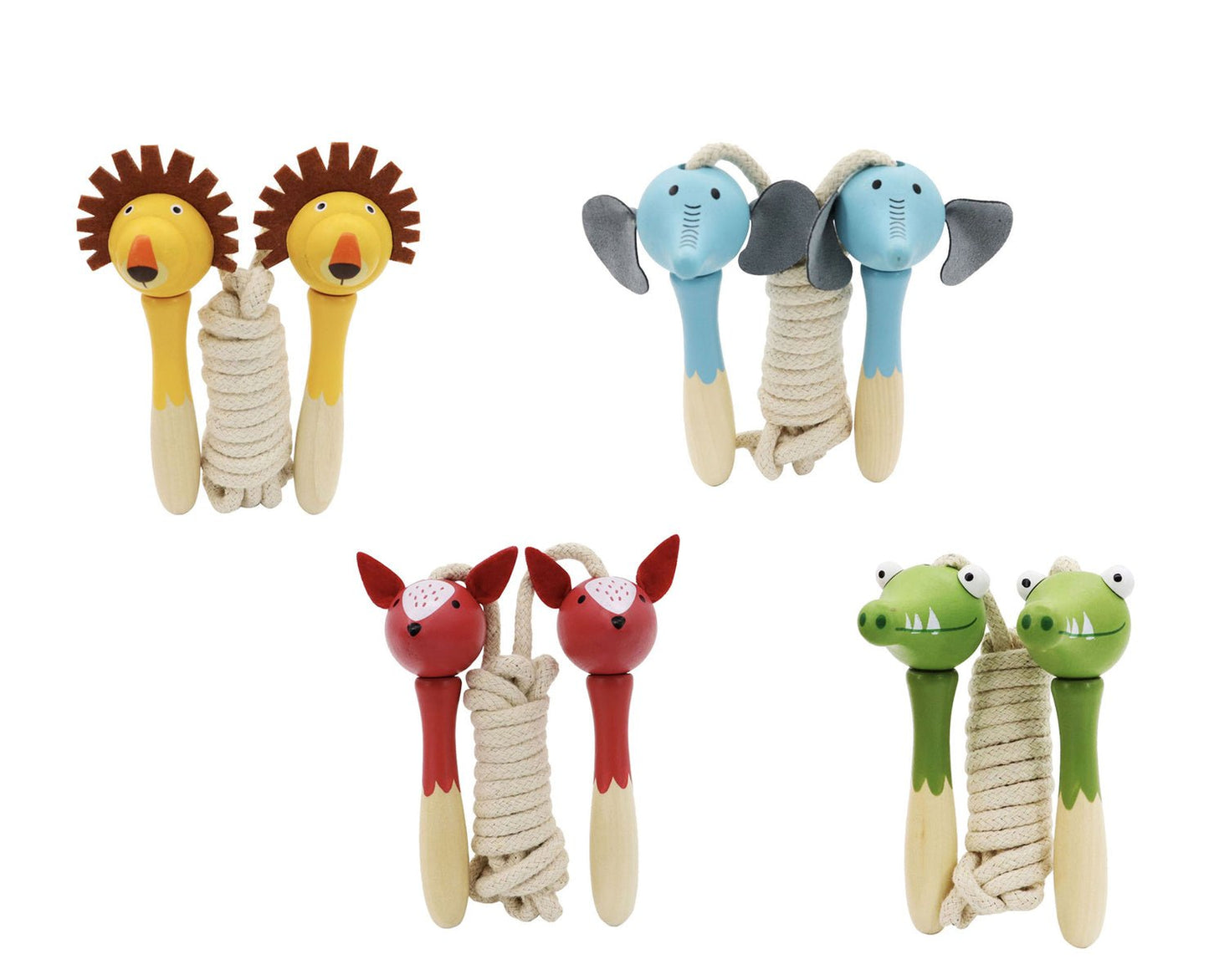 WOODEN SKIPPING ROPE JUNGLE ANIMAL SET OF 4 - Bamboo Sprout