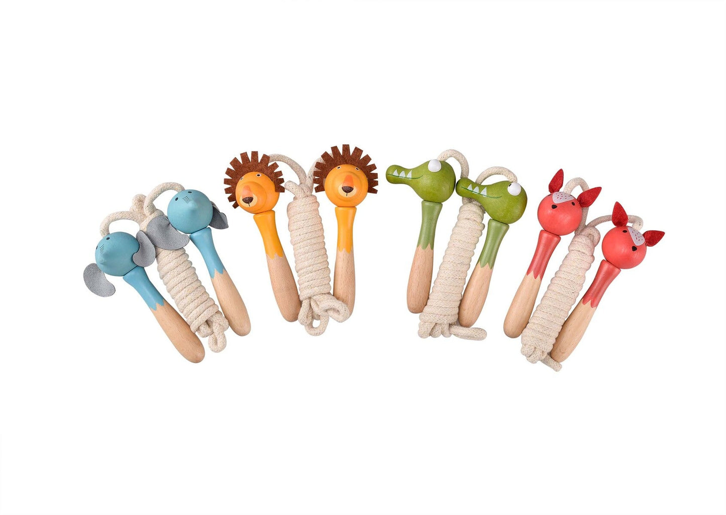 WOODEN SKIPPING ROPE JUNGLE ANIMAL SET OF 4 - Bamboo Sprout