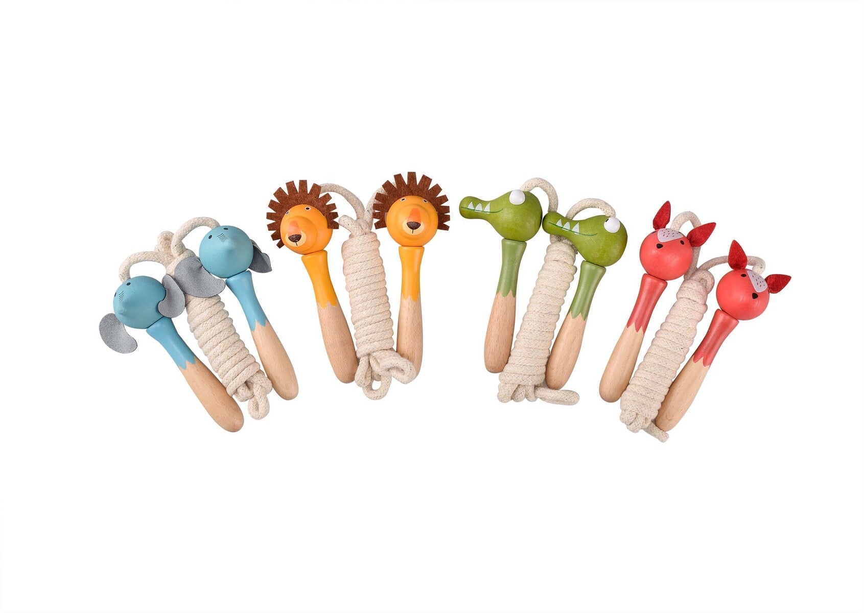 WOODEN SKIPPING ROPE JUNGLE ANIMAL SET OF 4 - Bamboo Sprout